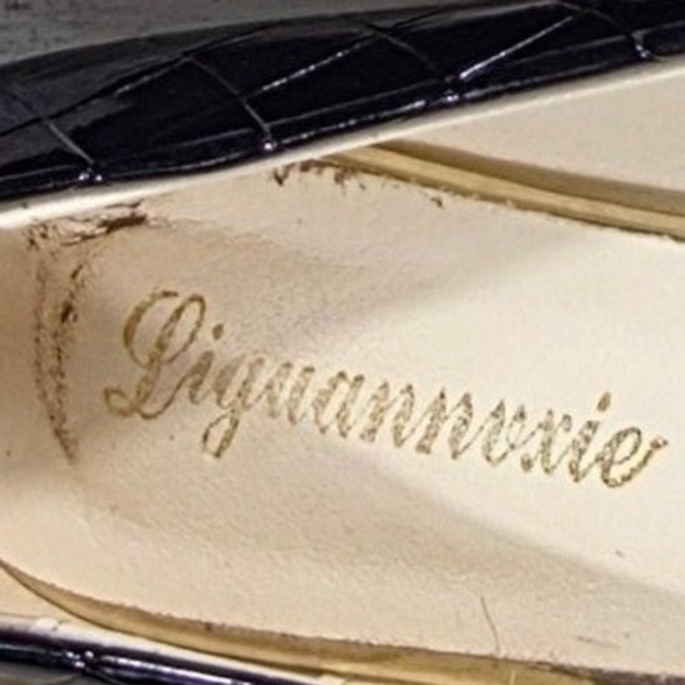 Liyuanmexie Black Quilted Patent Pointed Toe Pump Gold Accent Heel Size 41 US 10 - Picture 8 of 8